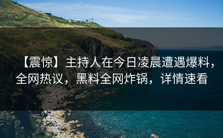 【震惊】主持人在今日凌晨遭遇爆料，全网热议，黑料全网炸锅，详情速看