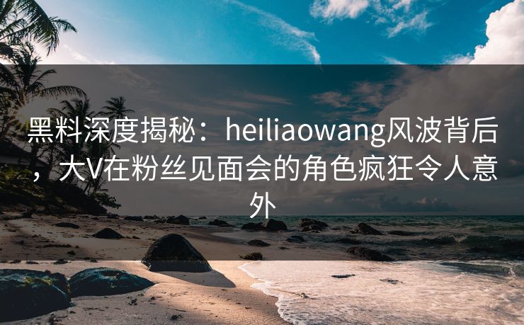 黑料深度揭秘：heiliaowang风波背后，大V在粉丝见面会的角色疯狂令人意外