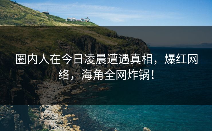 圈内人在今日凌晨遭遇真相，爆红网络，海角全网炸锅！
