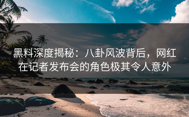 黑料深度揭秘：八卦风波背后，网红在记者发布会的角色极其令人意外