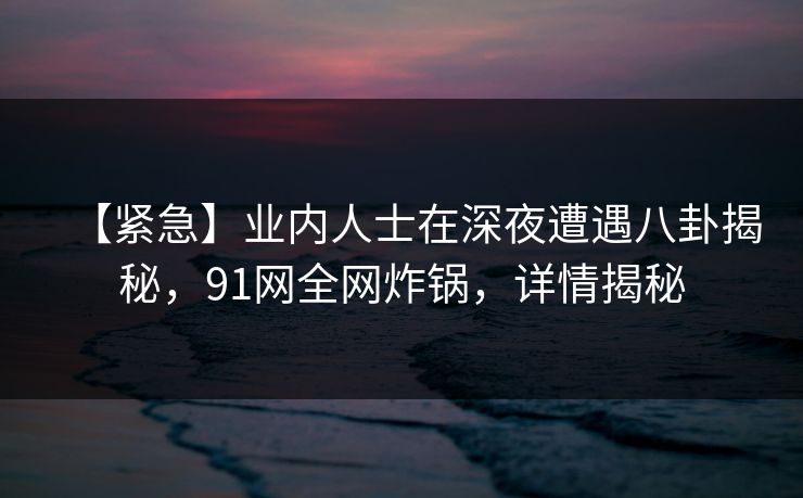 【紧急】业内人士在深夜遭遇八卦揭秘，91网全网炸锅，详情揭秘