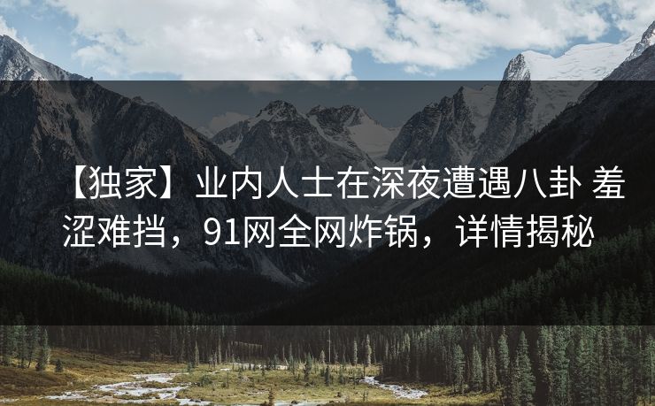 【独家】业内人士在深夜遭遇八卦 羞涩难挡，91网全网炸锅，详情揭秘
